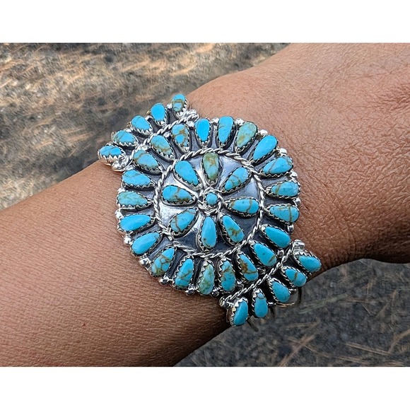 Handmade Navajo Sterling Silver Cuff Bracelet Signed Native American Jewelry **
